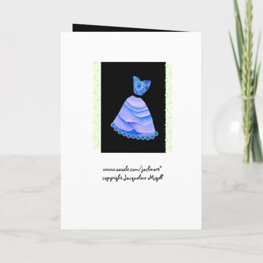 名前をカスタムするジュニアブリーズメイド招待状ブルーガウン 招待状 (裏面)