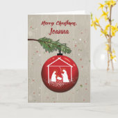 名前をカスタムするジョアンナクリスマスオーナメントとマンガー カード (黄色い花)