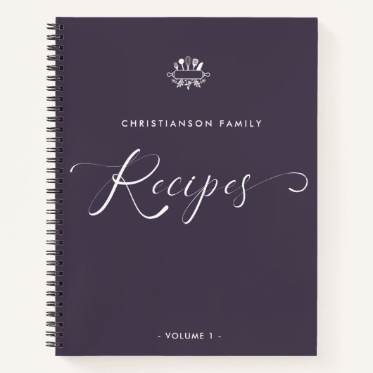 名前をカスタムするスエレガントクリプトレシピ ノートブック (正面)
