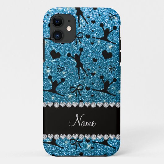 名前をカスタムするスカイブルーグリッターチアリーティング Case-Mate iPhoneケース (裏面)