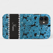 名前をカスタムするスカイブルーグリッターチアリーティング Case-Mate iPhoneケース (裏面(横))