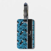 名前をカスタムするスカイブルーグリッターバイオリン音符 ラゲッジタグ (裏面縦)