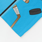 名前をカスタムするスカイブルーホッケースティック網 フリースブランケット (角)