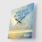 名前をカスタムするスカイ引用文 スクエア壁時計 (傾斜)