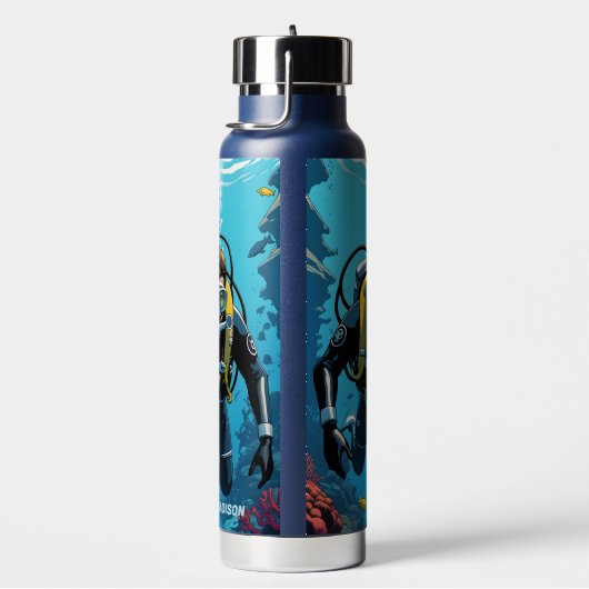 名前をカスタムするスキューバダイバー ウォーターボトル (右面)