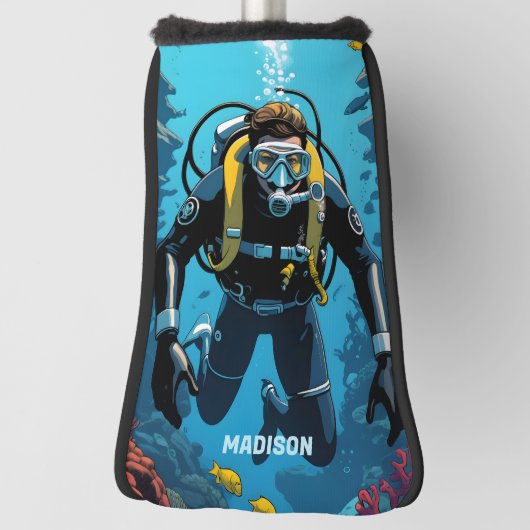 名前をカスタムするスキューバダイバー ゴルフヘッドカバー (回転90)