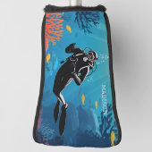 名前をカスタムするスキューバダイバー ゴルフヘッドカバー (回転90)