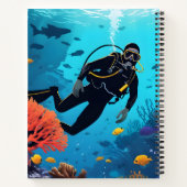 名前をカスタムするスキューバダイバー ノートブック (裏面)