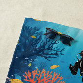 名前をカスタムするスキューバダイバー ビーチタオル (インサイチュ)