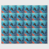 名前をカスタムするスキューバダイバー ラッピングペーパー (フラット)