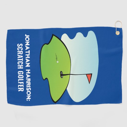 名前をカスタムするスクラッおもしろいチゴルファーモダン ゴルフタオル (横)