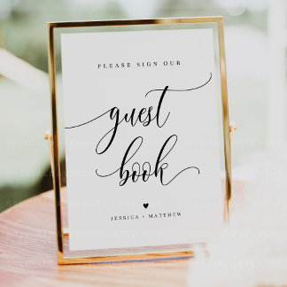 名前をカスタムするスクリプトゲストブックサイン8x10" ポスター
