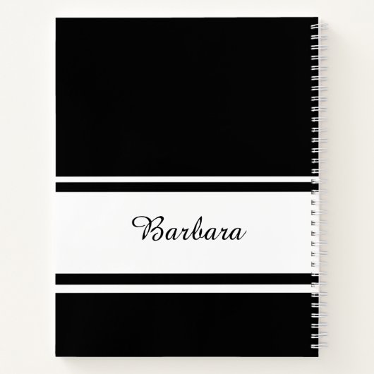 名前をカスタムするスクリプトブラック/ホワイトオフィスのギフトジャーナル ノートブック (裏面)