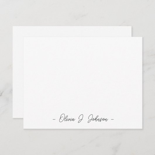 名前をカスタムするスクリプトミニマリストホワイトフラットノートカード ノートカード (正面/裏面)