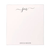 名前をカスタムするスクリプトモノグラムモダンミニマリストピンク ノートパッド (正面)