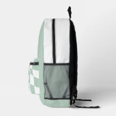 名前をカスタムするスクールバックパック – 市松模様にセージ プリントバックパック (右)
