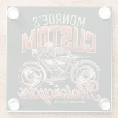 名前をカスタムするスケルトンオートバイサイクルショップ ガラスコースター (裏面)