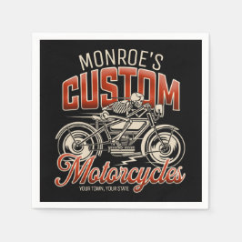 名前をカスタムするスケルトンオートバイサイクルショップ スタンダードカクテルナプキン