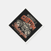 名前をカスタムするスケルトンオートバイサイクルショップ スタンダードカクテルナプキン (角)