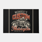 名前をカスタムするスケルトンオートバイサイクルショップ ドアマット (正面)