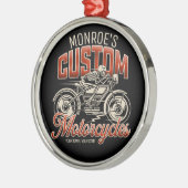 名前をカスタムするスケルトンオートバイサイクルショップ メタルオーナメント (左)