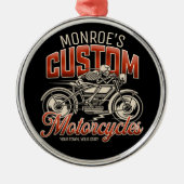 名前をカスタムするスケルトンオートバイサイクルショップ メタルオーナメント (正面)