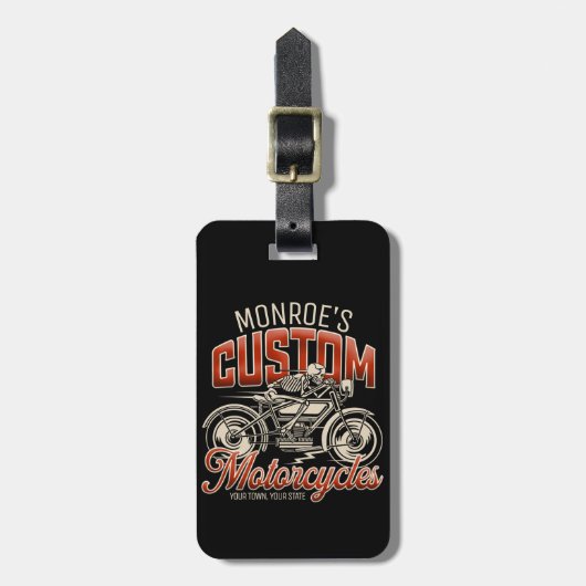 名前をカスタムするスケルトンオートバイサイクルショップ ラゲッジタグ (正面縦)