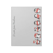 名前をカスタムするスケートで滑るペンギン ノートパッド (回転)