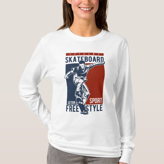 名前をカスタムするスケートボードシャツ&ジャケット Tシャツ (正面)