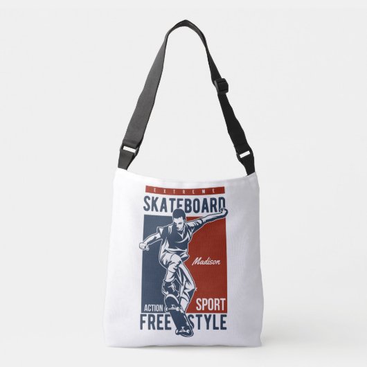 名前をカスタムするスケートボードバッグ クロスボディバッグ (正面)