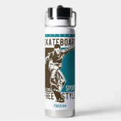 名前をカスタムするスケート ウォーターボトル (背面)