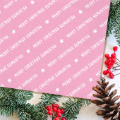 名前をカスタムするスタイリッシュメリークリスマススターベビーピンク 薄葉紙