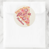 名前をカスタムするスタイル化ピザステッカー ラウンドシール (バッグ)