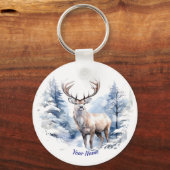 名前をカスタムするスタグディアウィンタースノーフォレスト動物 キーホルダー (正面)