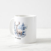 名前をカスタムするスタグディアウィンタースノーフォレスト動物 コーヒーマグカップ (正面左)