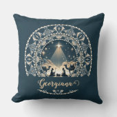 名前をカスタムするスター疑問に思出生ドットマンダラ クッション (正面)