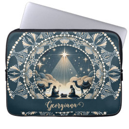 名前をカスタムするスター疑問に思出生ドットマンダラ ラップトップスリーブ