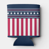 名前をカスタムするスターnストライプ赤白青 缶クーラー (裏面)