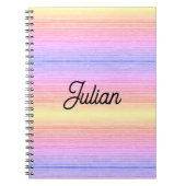 名前をカスタムするストライプカラフル ノートブック (正面)