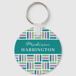 名前をカスタムするストライプパターンキーチェーン キーホルダー