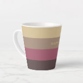 名前をカスタムするストライプパターン カフェラテマグ (左アングル)