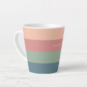 名前をカスタムするストライプパターン カフェラテマグ (左アングル)