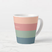 名前をカスタムするストライプパターン カフェラテマグ (右アングル)