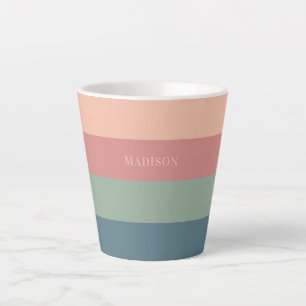 名前をカスタムするストライプパターン カフェラテマグ