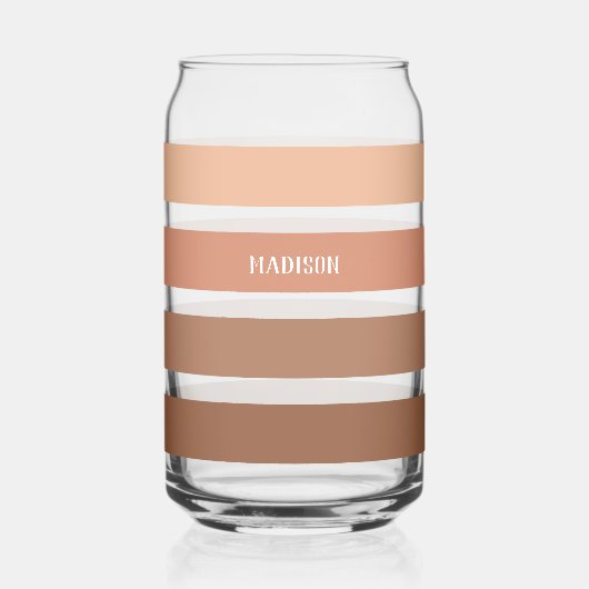 名前をカスタムするストライプパターン ガラス缶 (正面)