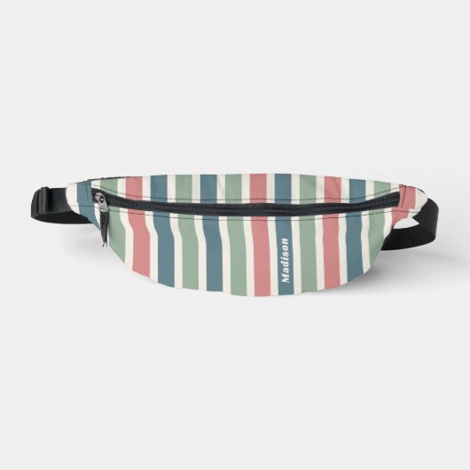 名前をカスタムするストライプパターン ファニーパック (正面)