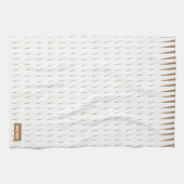 名前をカスタムするストライプモノグラム波白褐色キット キッチンタオル (横)