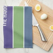 名前をカスタムするストライプ手拭き キッチンタオル (四つ折り)