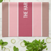 名前をカスタムするストライプ手拭き キッチンタオル (折り畳み)