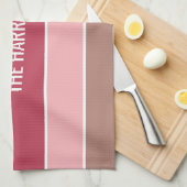 名前をカスタムするストライプ手拭き キッチンタオル (四つ折り)